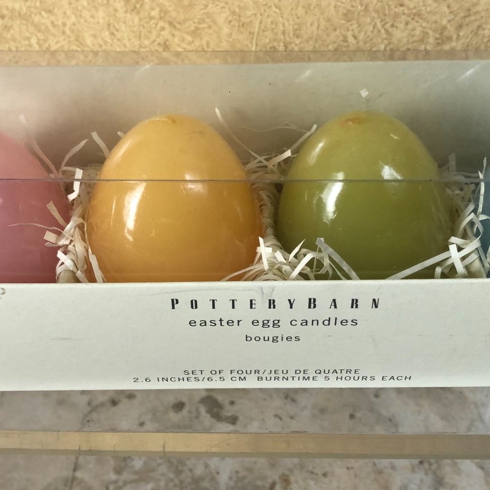 Pottery Barn Multi Color Easter Egg Candles  Set of 4 -New in Box 1.8” NWT - Picture 2 of 8